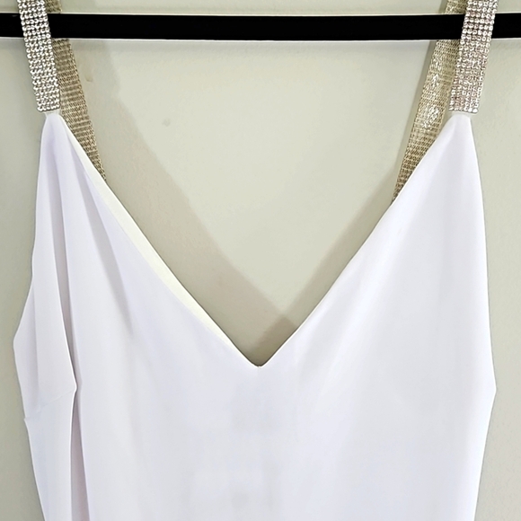 NWT Day & Night Women's White Slip Midi Dress with Rhinestones Straps Size S - Picture 8 of 12